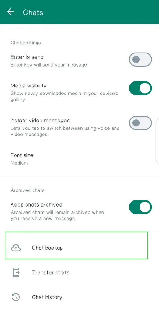 methods to transfer chat from normal whatsapp to kb whatsapp